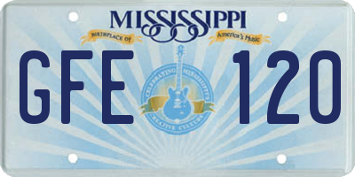 MS license plate GFE120