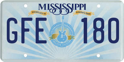 MS license plate GFE180
