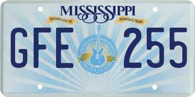 MS license plate GFE255