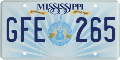 MS license plate GFE265