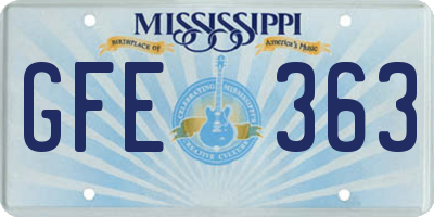 MS license plate GFE363