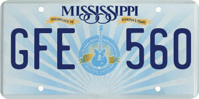 MS license plate GFE560