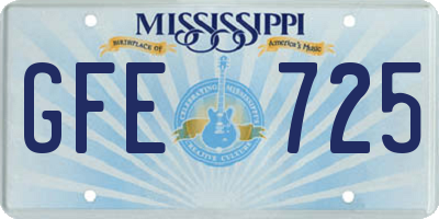 MS license plate GFE725