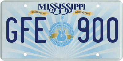 MS license plate GFE900