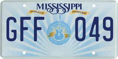 MS license plate GFF049
