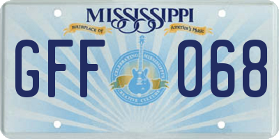 MS license plate GFF068