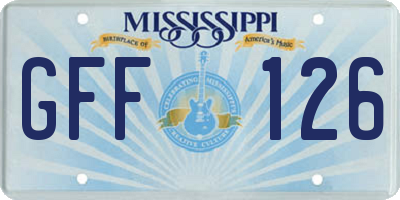 MS license plate GFF126