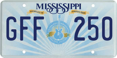 MS license plate GFF250