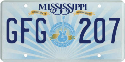 MS license plate GFG207