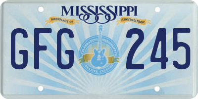MS license plate GFG245