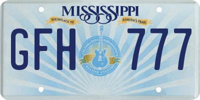 MS license plate GFH777