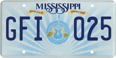 MS license plate GFI025