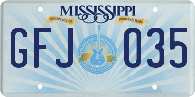 MS license plate GFJ035