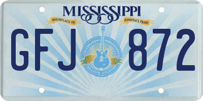 MS license plate GFJ872