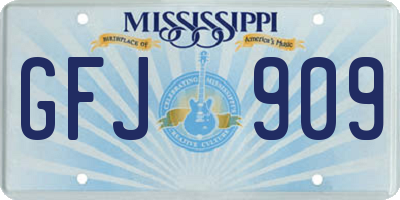 MS license plate GFJ909
