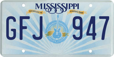 MS license plate GFJ947