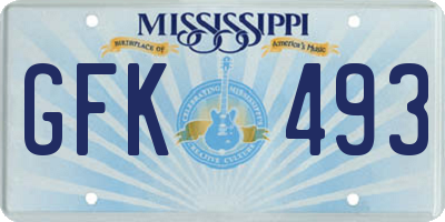 MS license plate GFK493