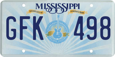 MS license plate GFK498