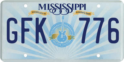 MS license plate GFK776