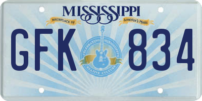 MS license plate GFK834