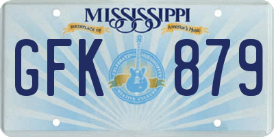 MS license plate GFK879