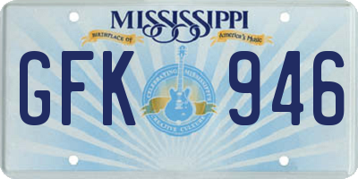 MS license plate GFK946