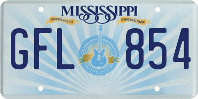MS license plate GFL854
