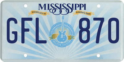 MS license plate GFL870