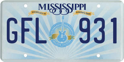 MS license plate GFL931