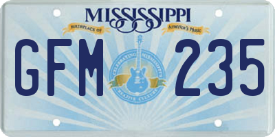 MS license plate GFM235