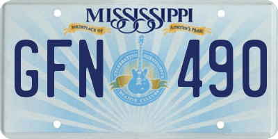 MS license plate GFN490