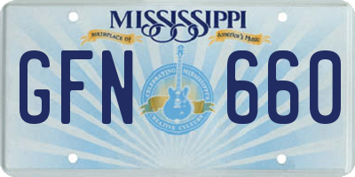 MS license plate GFN660