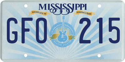 MS license plate GFO215