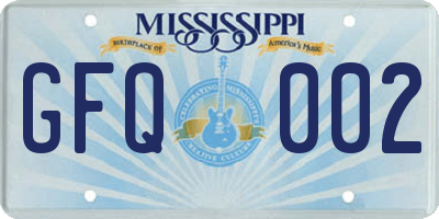 MS license plate GFQ002