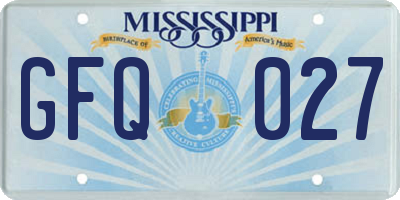 MS license plate GFQ027