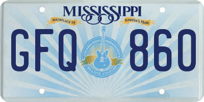 MS license plate GFQ860