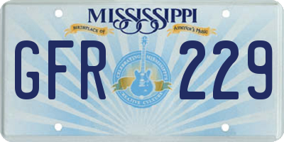 MS license plate GFR229