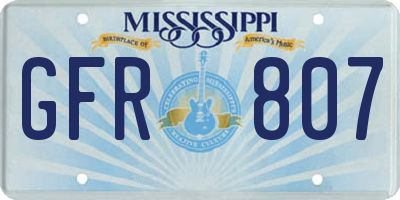 MS license plate GFR807