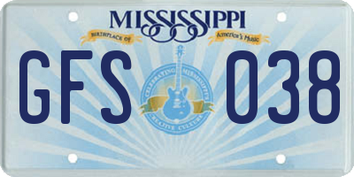 MS license plate GFS038