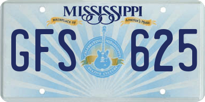 MS license plate GFS625