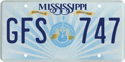 MS license plate GFS747
