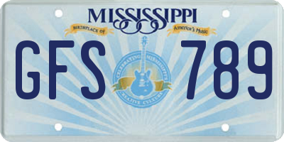 MS license plate GFS789