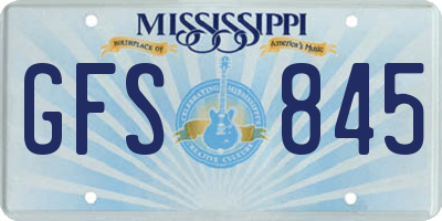 MS license plate GFS845