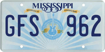 MS license plate GFS962