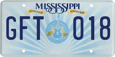 MS license plate GFT018