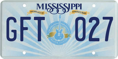 MS license plate GFT027