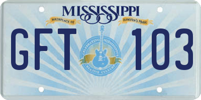MS license plate GFT103