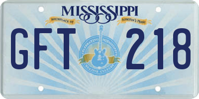 MS license plate GFT218