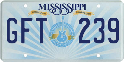 MS license plate GFT239