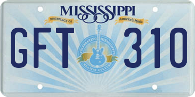 MS license plate GFT310